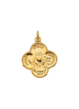 14K Yellow Gold 18 mm First Holy Communion Medal