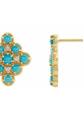 14K Yellow Gold Natural Ethiopian Opal & .03 CTW Natural Diamond Geometric Earrings