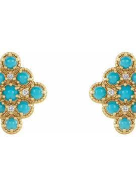 14K Yellow Gold Natural Ethiopian Opal & .03 CTW Natural Diamond Geometric Earrings