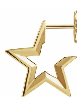 14K White Gold Star 15.9 mm Hoop Earrings