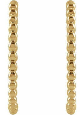 14K Yellow Gold Beaded 11 mm Hoop Earrings