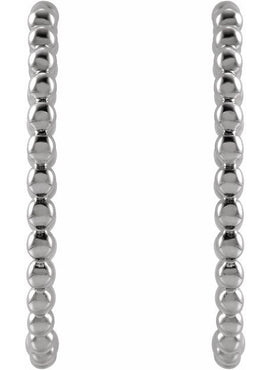 14K Yellow Gold Beaded 11 mm Hoop Earrings