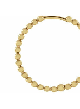 14K Yellow Gold Beaded 11 mm Hoop Earrings
