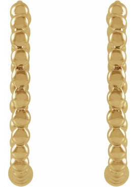 14K Yellow Gold Beaded 11 mm Hoop Earrings