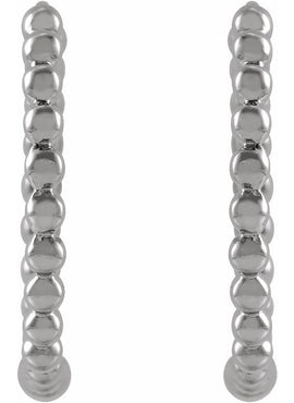 14K Yellow Gold Beaded 11 mm Hoop Earrings