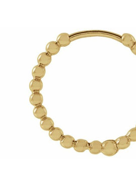 14K Yellow Gold Beaded 11 mm Hoop Earrings