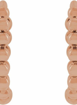 14K Yellow Gold Beaded 11 mm Hoop Earrings