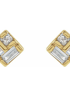 14K Yellow Gold 1/6 CTW Natural Diamond Geometric Earrings