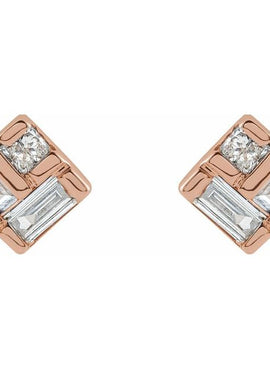 14K Yellow Gold 1/6 CTW Natural Diamond Geometric Earrings