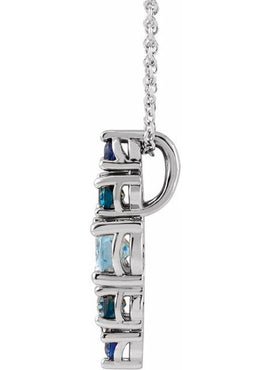 14K Yellow Gold Natural Blue Multi-Gemstone Bar Pendant