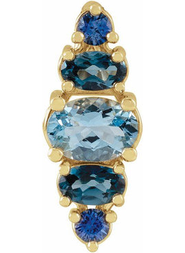 14K Yellow Gold Natural Blue Multi-Gemstone Bar Pendant