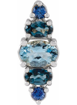 14K Yellow Gold Natural Blue Multi-Gemstone Bar Pendant
