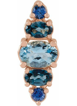 14K Yellow Gold Natural Blue Multi-Gemstone Bar Pendant