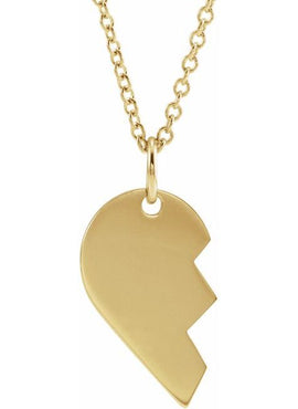 14K White Gold 17x10 mm Left Broken Heart Pendant