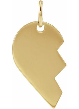 14K White Gold 17x10 mm Left Broken Heart Pendant