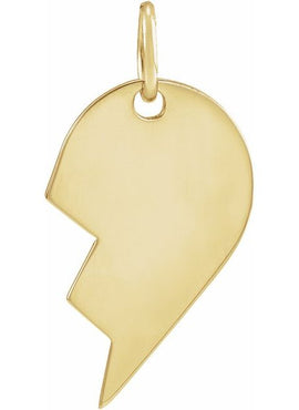 14K White Gold 17x10 mm Left Broken Heart Pendant