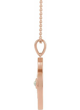 14K Rose Gold Natural Ethiopian Opal & 1/6 CTW Natural Diamond Evil Eye Pendant
