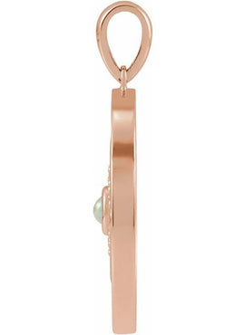 14K Rose Gold Natural Ethiopian Opal & 1/6 CTW Natural Diamond Evil Eye Pendant