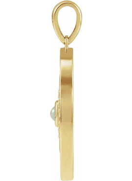14K Rose Gold Natural Ethiopian Opal & 1/6 CTW Natural Diamond Evil Eye Pendant