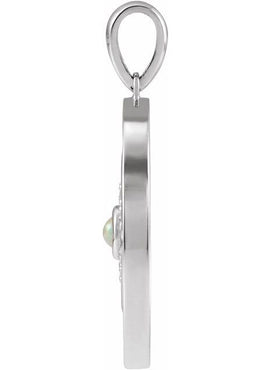 14K Rose Gold Natural Ethiopian Opal & 1/6 CTW Natural Diamond Evil Eye Pendant