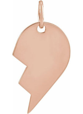 14K White Gold 17x10 mm Left Broken Heart Pendant