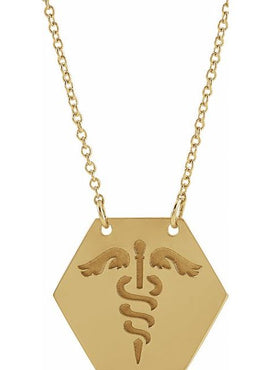 14K White Gold 17.8x15.5 mm Medical Identification 18