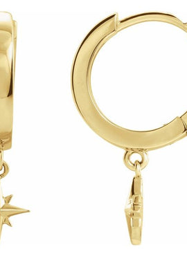 14K Rose Gold Star Hoop Earrings