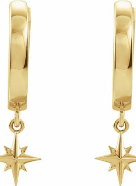 14K Rose Gold Star Hoop Earrings