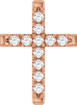 14K White Gold 1/2 CTW Natural Diamond French-Set Cross Pendant