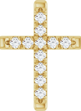 14K White Gold 1/2 CTW Natural Diamond French-Set Cross Pendant