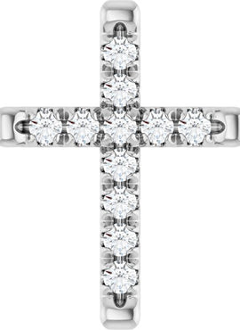 14K White Gold 1/2 CTW Natural Diamond French-Set Cross Pendant