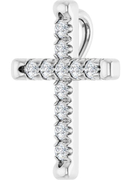 14K White Gold 1/2 CTW Natural Diamond French-Set Cross Pendant