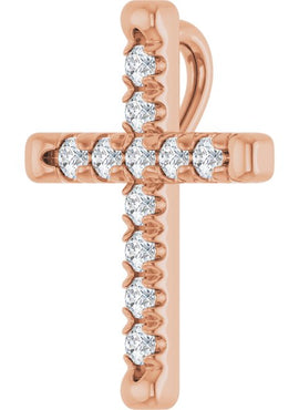 14K White Gold 1/2 CTW Natural Diamond French-Set Cross Pendant