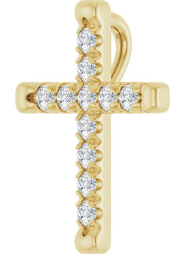 14K White Gold 1/2 CTW Natural Diamond French-Set Cross Pendant