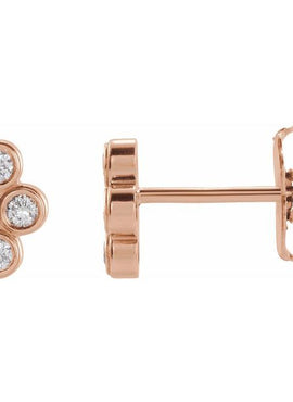 14K Rose Gold 3/4 CTW Natural Diamond Bezel-Set Cluster Earrings