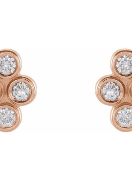 14K Rose Gold 3/4 CTW Natural Diamond Bezel-Set Cluster Earrings