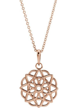 14K Yellow Gold Floral 16-18