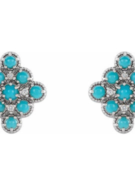 14K Yellow Gold Natural Ethiopian Opal & .03 CTW Natural Diamond Geometric Earrings