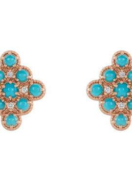 14K Yellow Gold Natural Ethiopian Opal & .03 CTW Natural Diamond Geometric Earrings