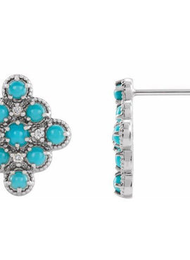 14K Yellow Gold Natural Ethiopian Opal & .03 CTW Natural Diamond Geometric Earrings