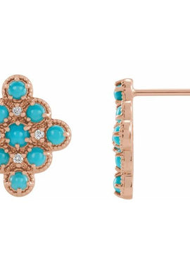14K Yellow Gold Natural Ethiopian Opal & .03 CTW Natural Diamond Geometric Earrings