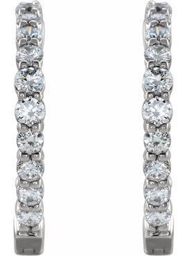 14K Yellow Gold 1 CTW Lab-Grown Diamond Inside-Outside Hinged 19.3 mm Hoop Earrings