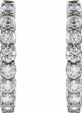 14K Yellow Gold 1 CTW Lab-Grown Diamond Inside-Outside Hinged 19.3 mm Hoop Earrings