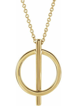 14K Yellow Gold Negative Space Circle Pendant
