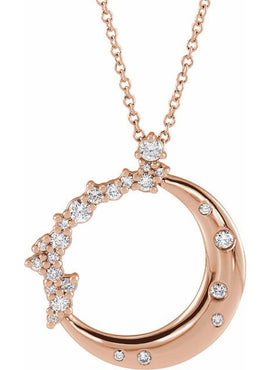 14K Rose Gold 1/4 CTW Natural Diamond Crescent Moon Pendant