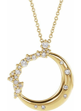 14K Rose Gold 1/4 CTW Natural Diamond Crescent Moon Pendant