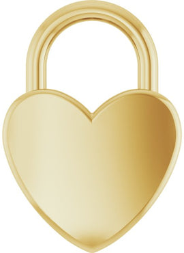 14K Yellow Gold Engravable Heart Lock Pendant