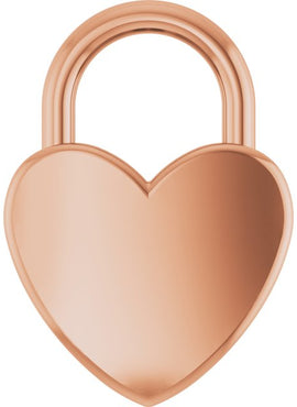 14K Yellow Gold Engravable Heart Lock Pendant