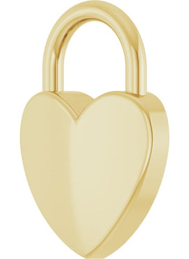 14K Yellow Gold Engravable Heart Lock Pendant