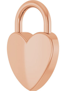 14K Yellow Gold Engravable Heart Lock Pendant